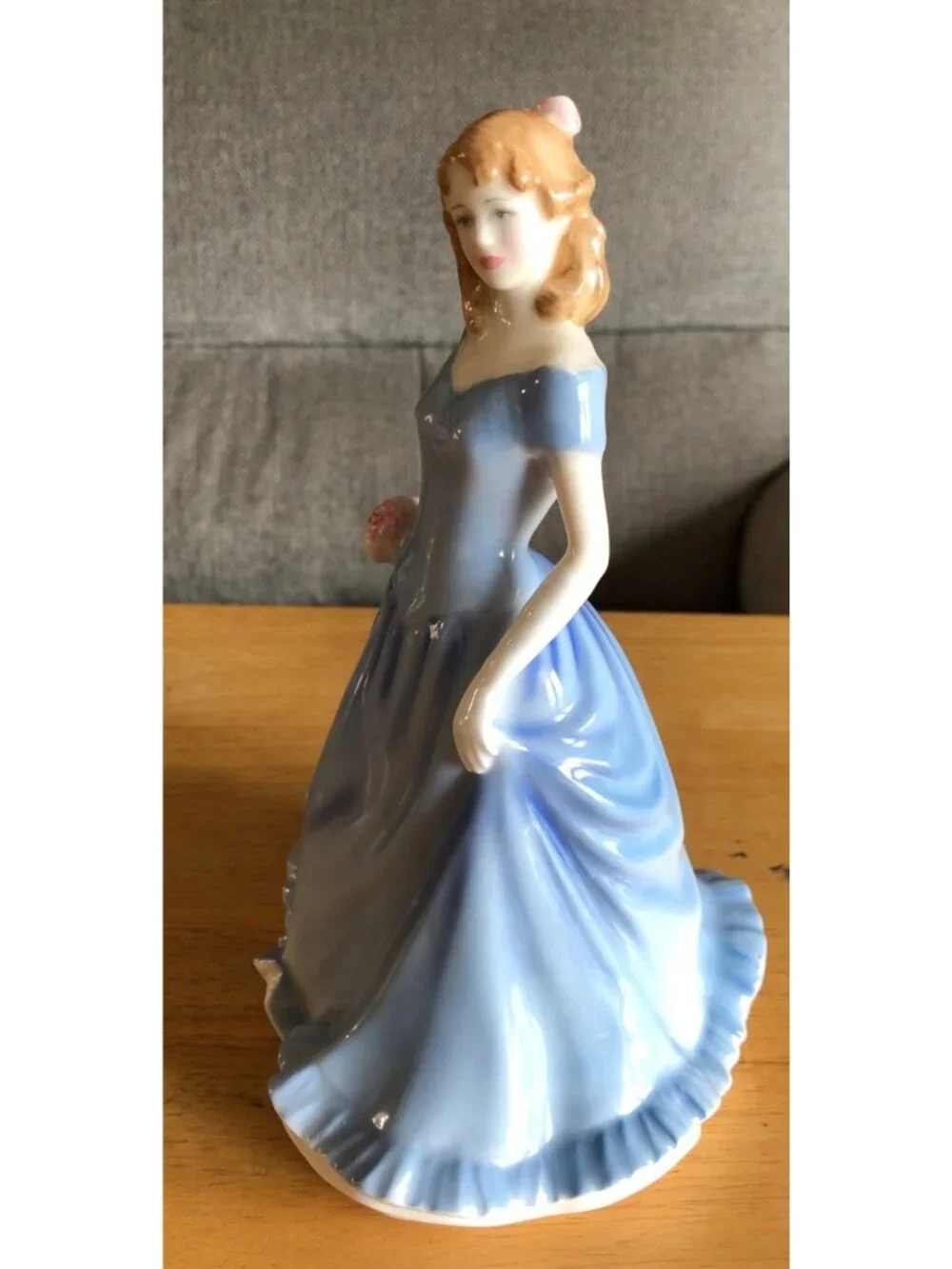 Royal Doulton Porcelain Lady Prototype Figurine Blue Dress Pink Flowers Girl Sta